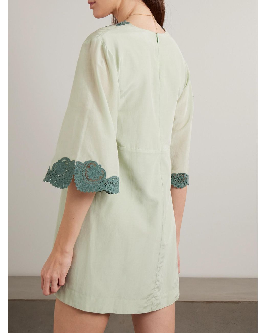 Posse Green Cotton And Silk-Blend Mini Dress