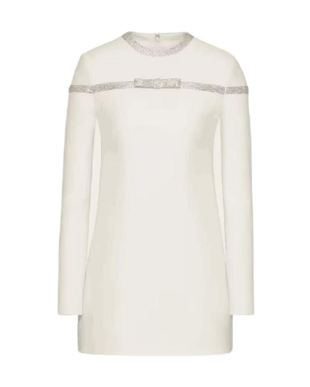 Valentino White Crepe Couture Embroidered Short Dress