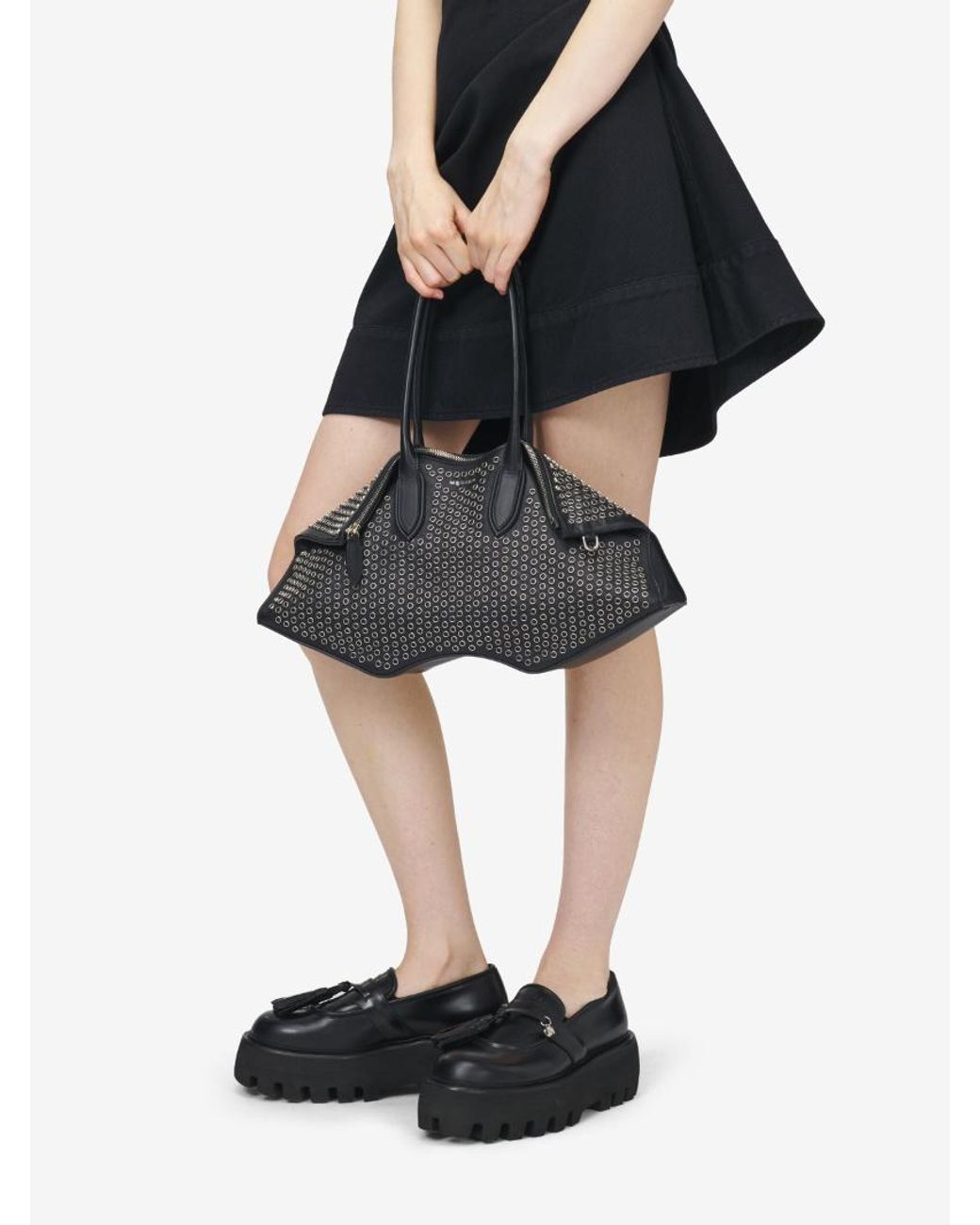 McQueen Black Manta Shoulder Bag