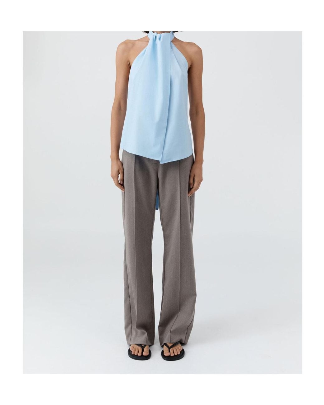 St. Agni Blue Halter Tie-Back Top