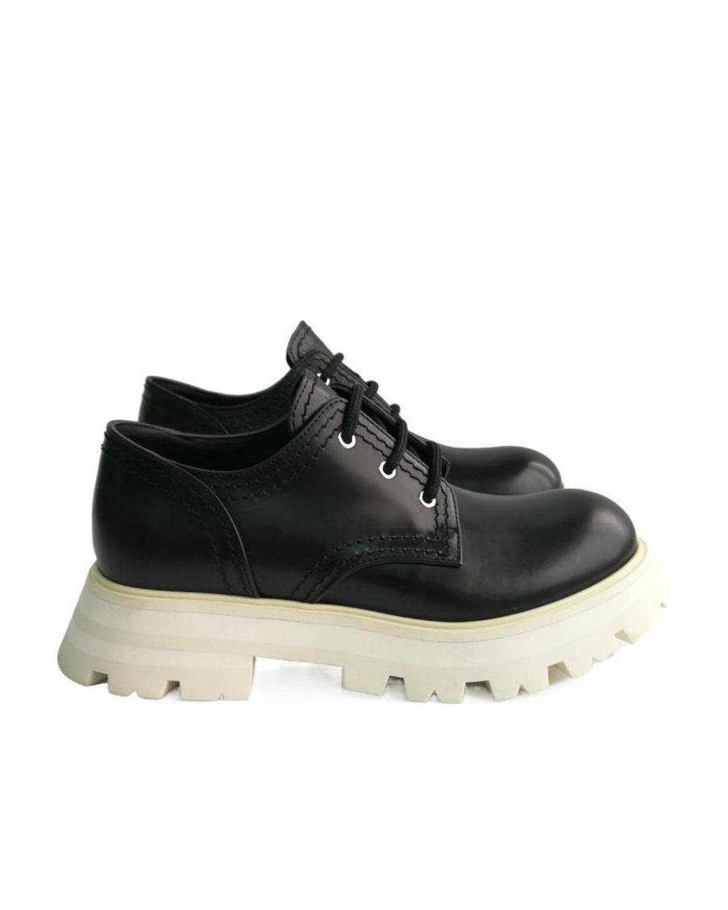 McQueen Black Lace-Up Platform Sole Casual Shoes