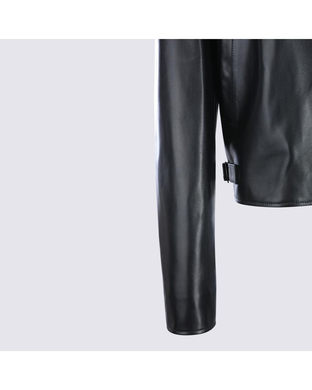 Phoebe Philo Black Cropped Leather Bomber Jacket