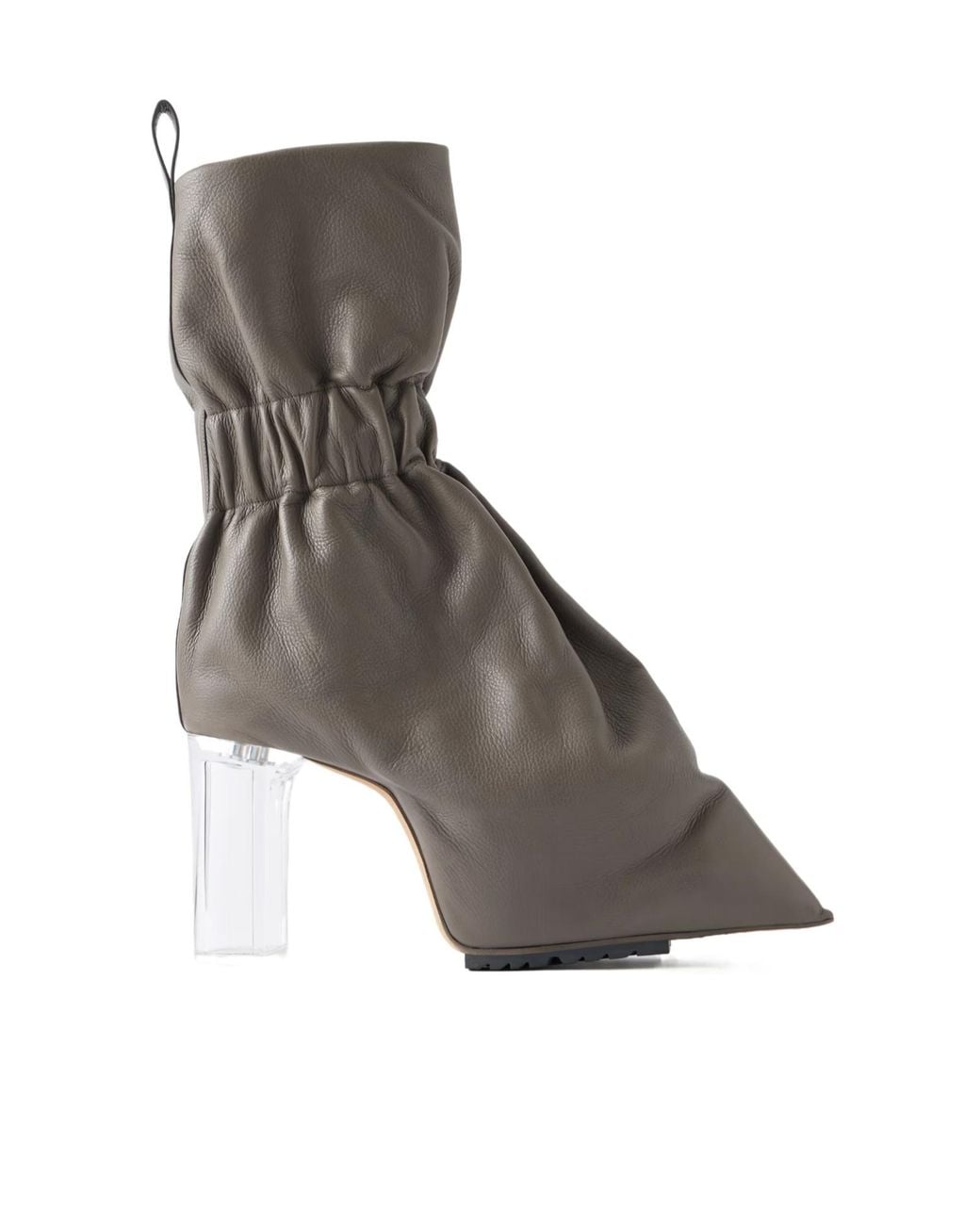 Rick Owens Gray Taquito Gathered Leather Ankle Boots