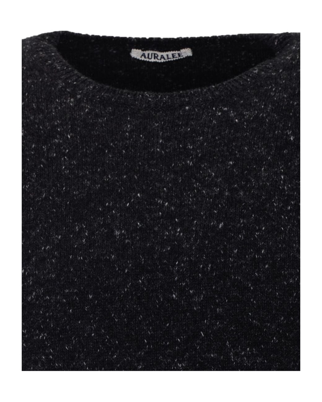 Auralee Black Flecked-Knit Crew-Neck Sweater for men