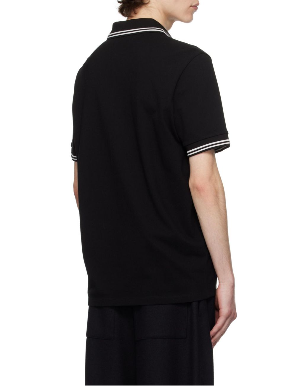 Moncler Black Logo Patch Short-Sleeved Polo Shirt for men