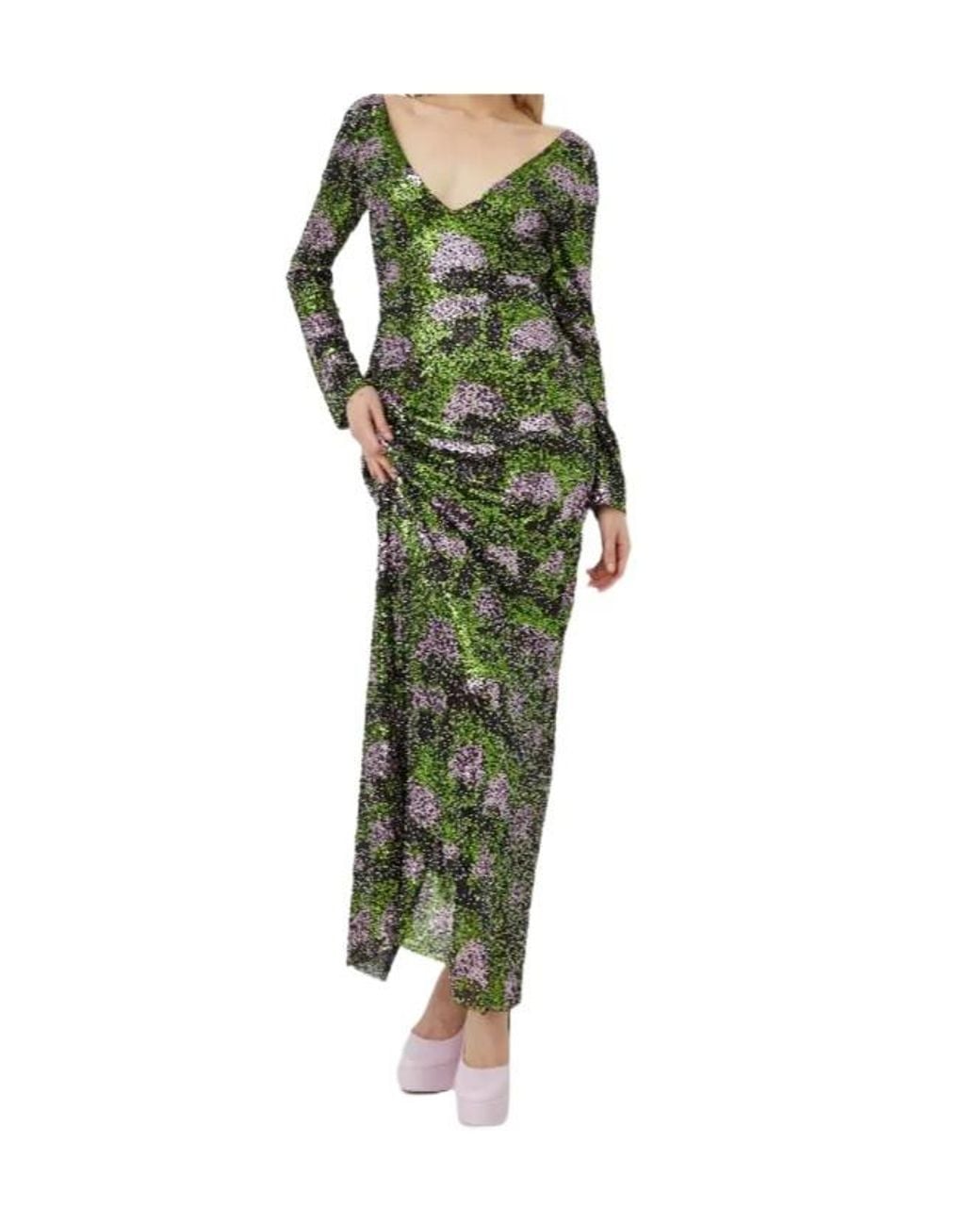Stine Goya Green Allie Open-Back Dress