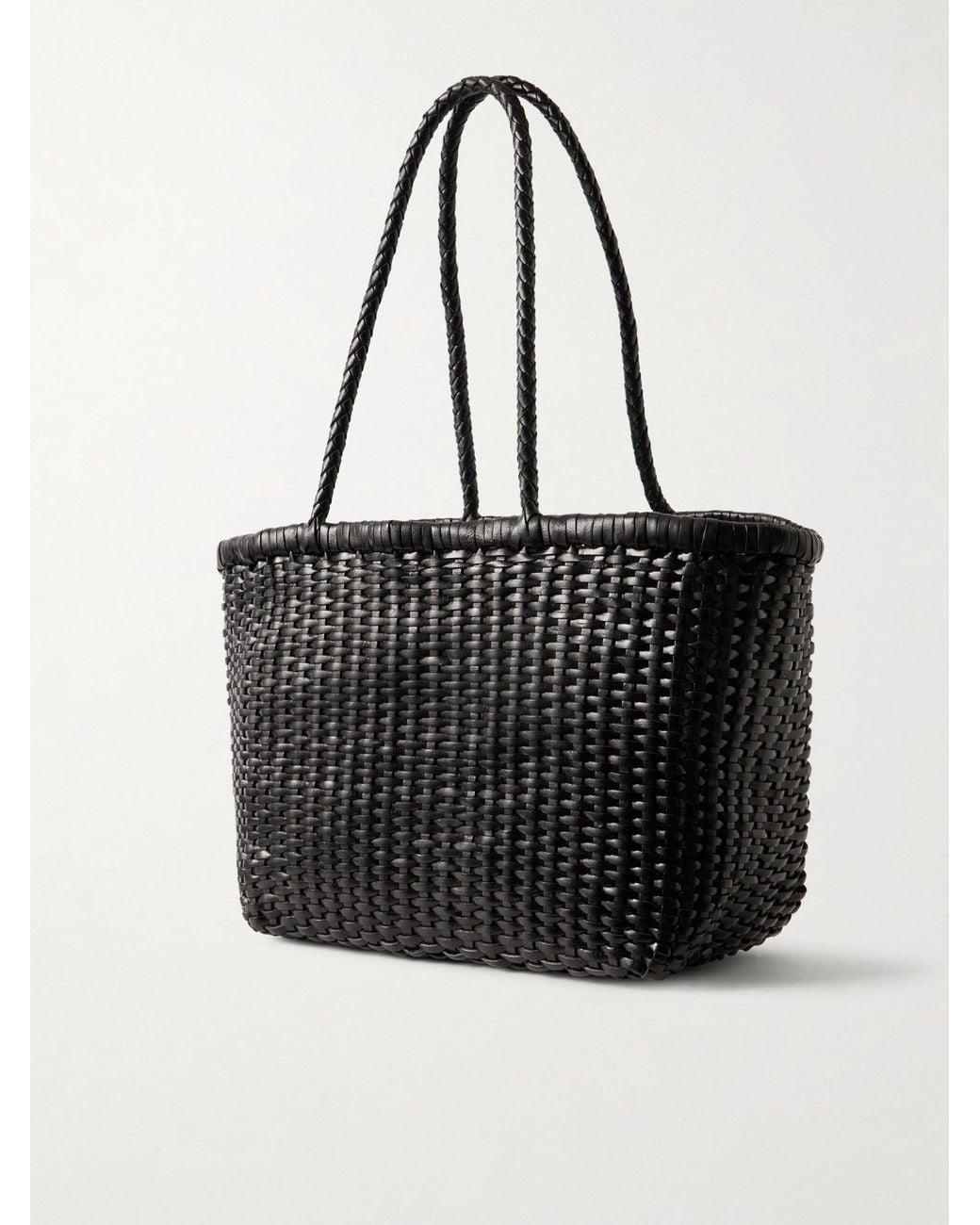 Dragon Diffusion Black Small Woven Leather Tote