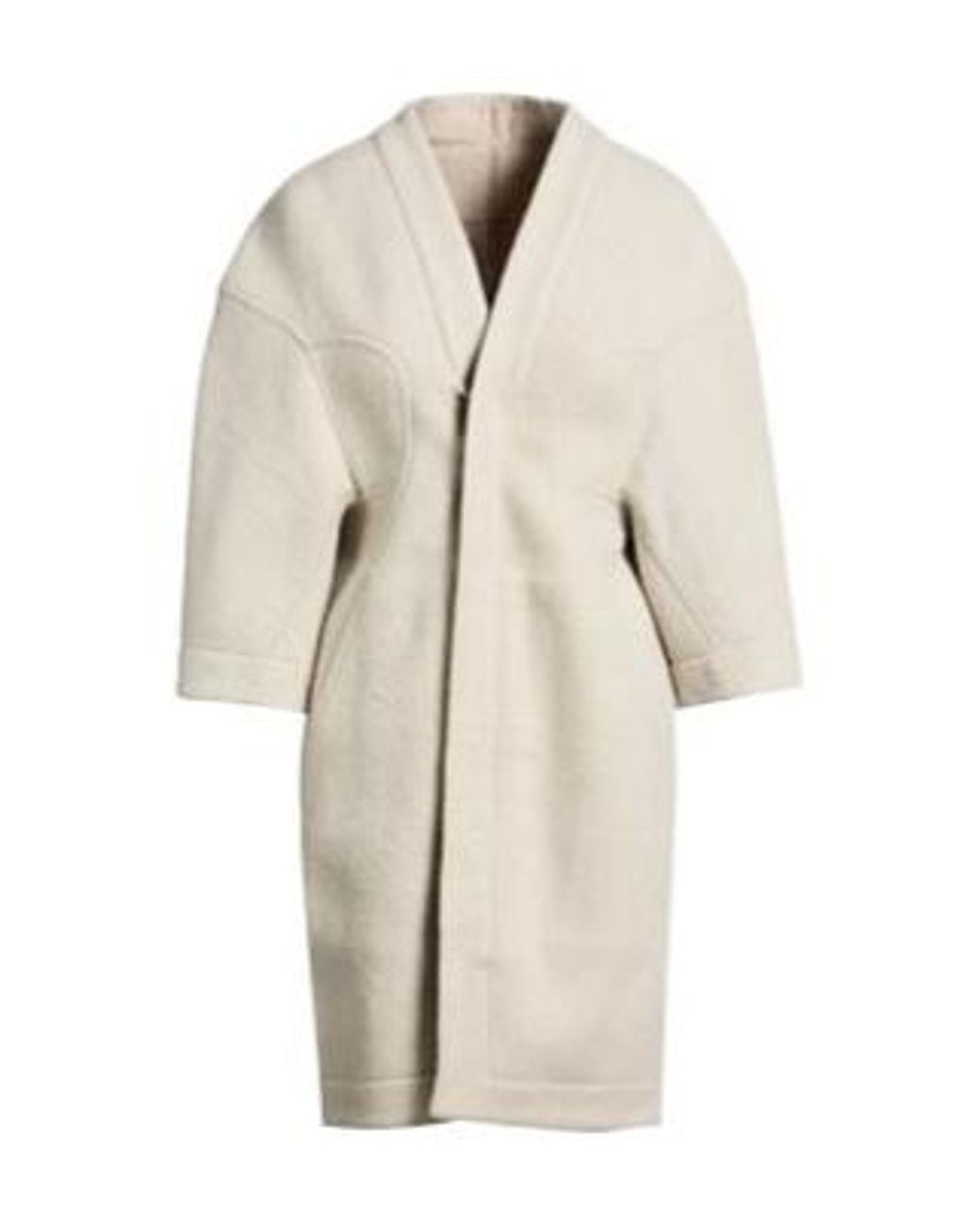 Rick Owens White Minimal Single-Breasted Coat