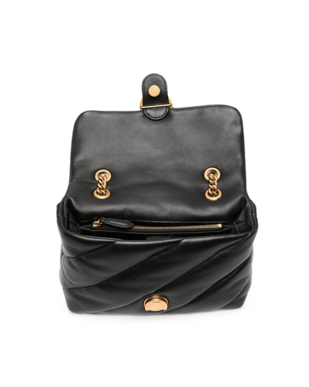 Pinko Black Quilted Chain Shoulder Bag