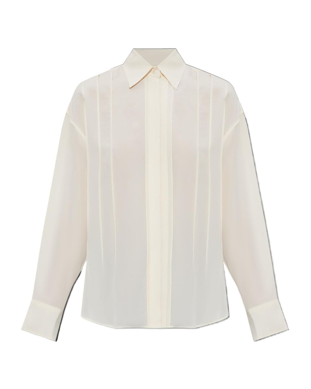 Victoria Beckham White Long Sleeved Pleat Detailed Shirt