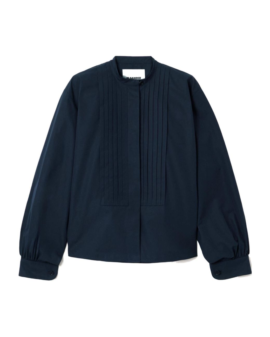 Jil Sander Blue Pleated Long-Sleeve Shirt