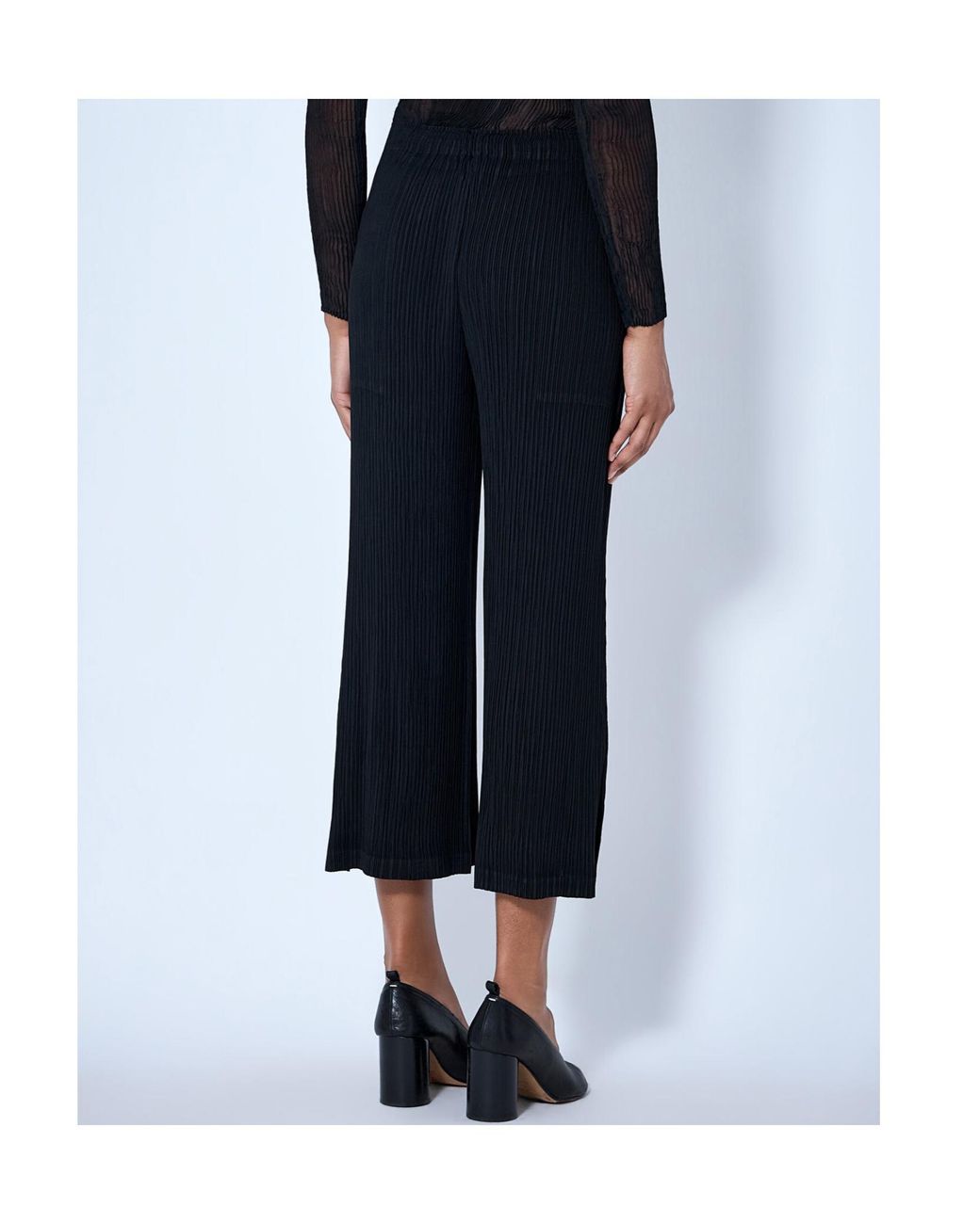 Issey Miyake Black Hatching Pleated Trousers