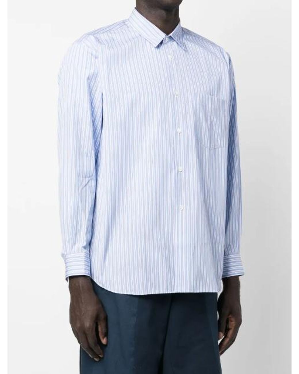 Comme des Garçons White Vertical-Striped Cotton Shirt for men