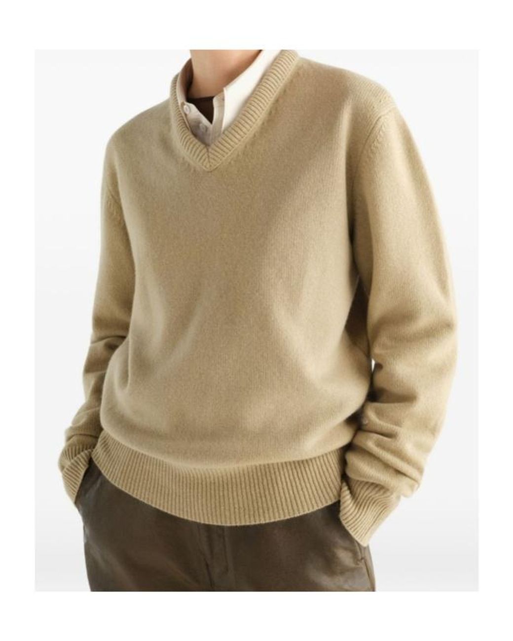 Lemaire Natural V-Neck Sweater for men