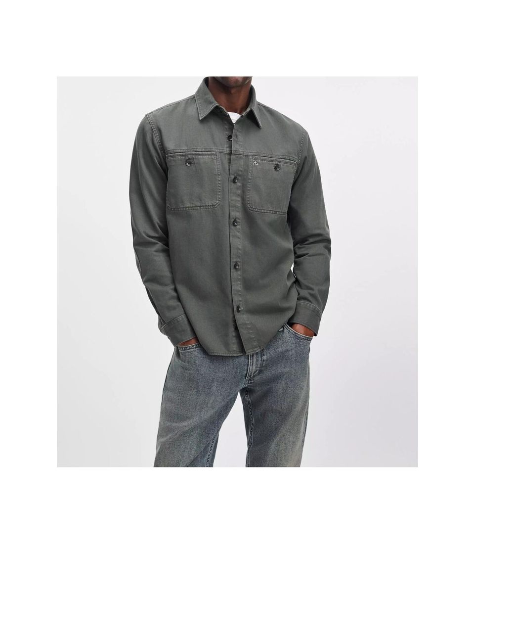 Rag & Bone Green Long-Sleeved Denim Shirt Jacket for men