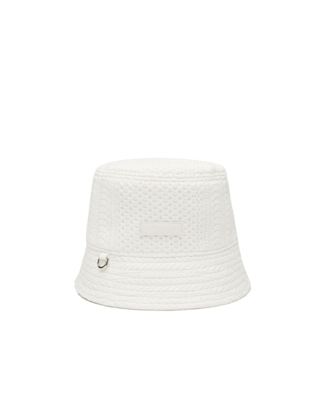 Jacquemus White Le Bob Belo Cable Knit Bucket Hat for men