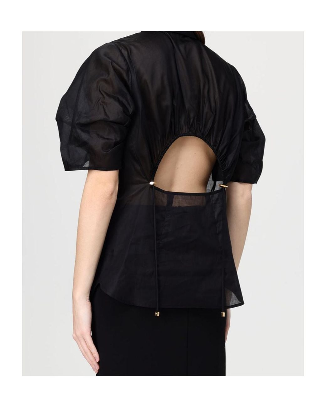 Elisabetta Franchi Black Puff-Sleeve Shirt