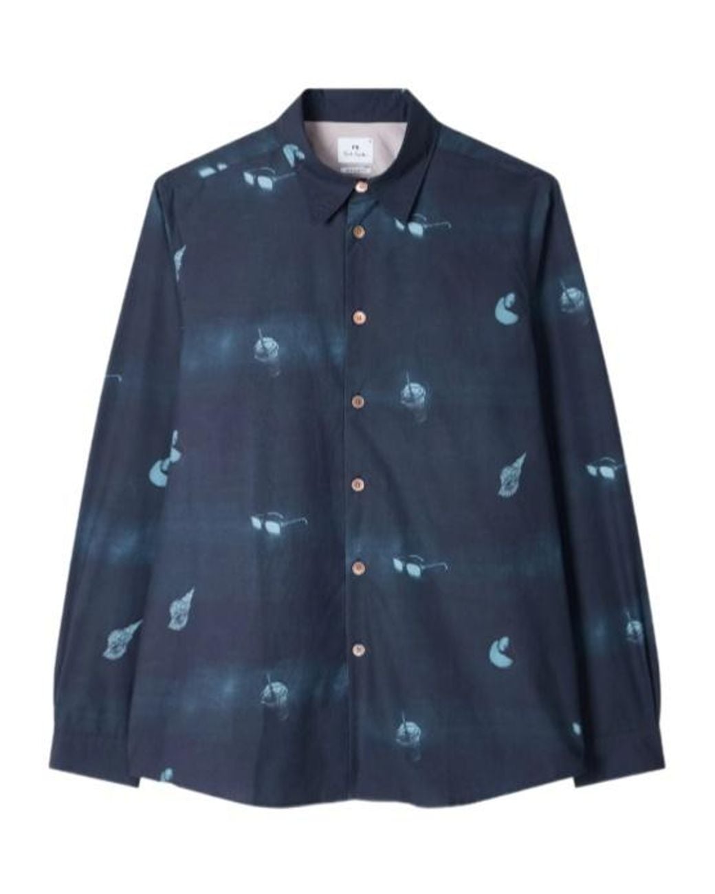 Paul Smith Blue Sunbleached Snaps Poplin Shirt for men