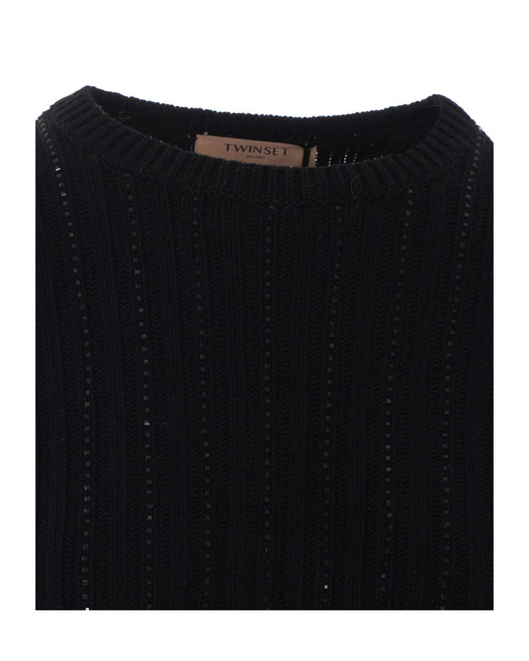 Twinset Blue Rhinestone Knit Knitted Sweater