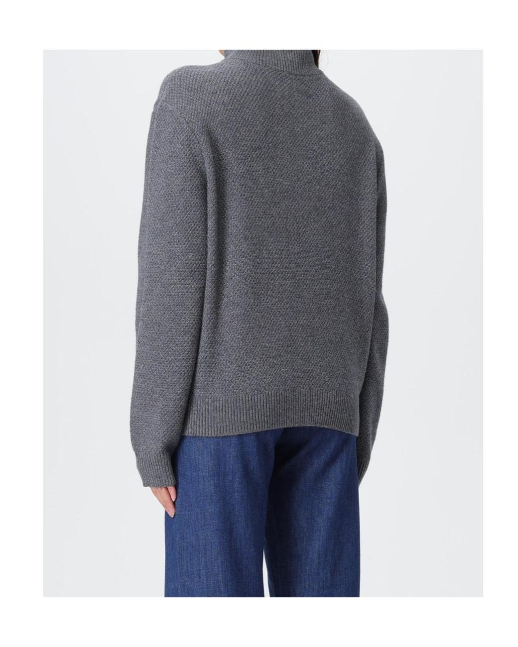 A.P.C. Gray Cable-Knit Button Sweater