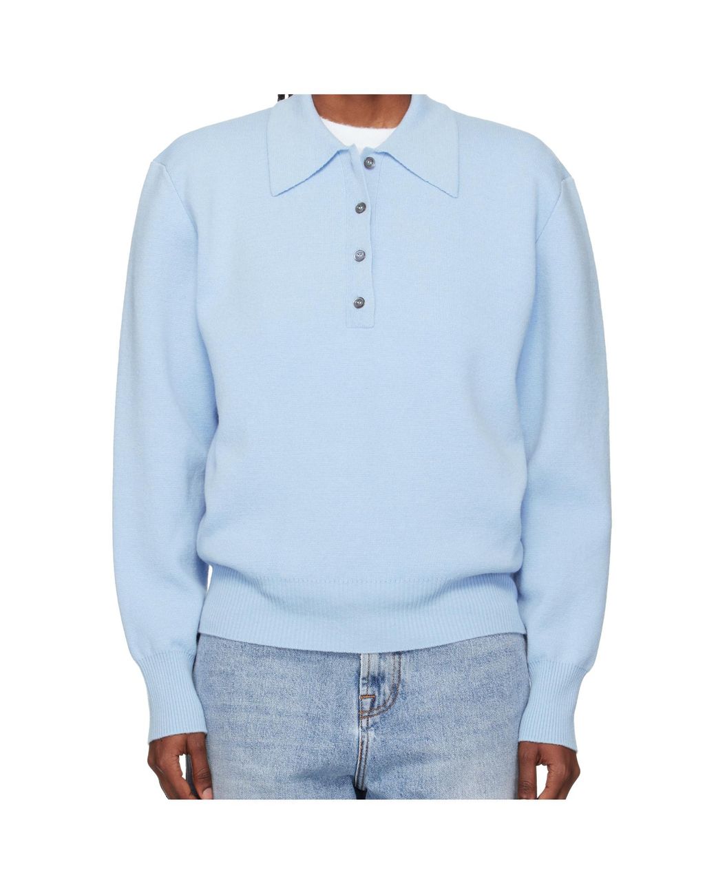 Rohe Blue Polo-Collar Knitted Sweater
