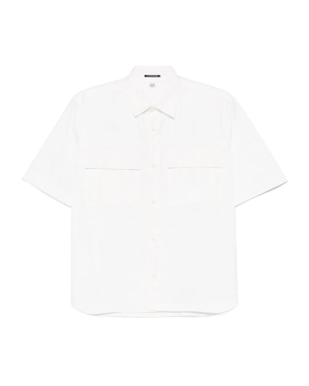 C P Company White Gabardine Shortleeved Shirt for men