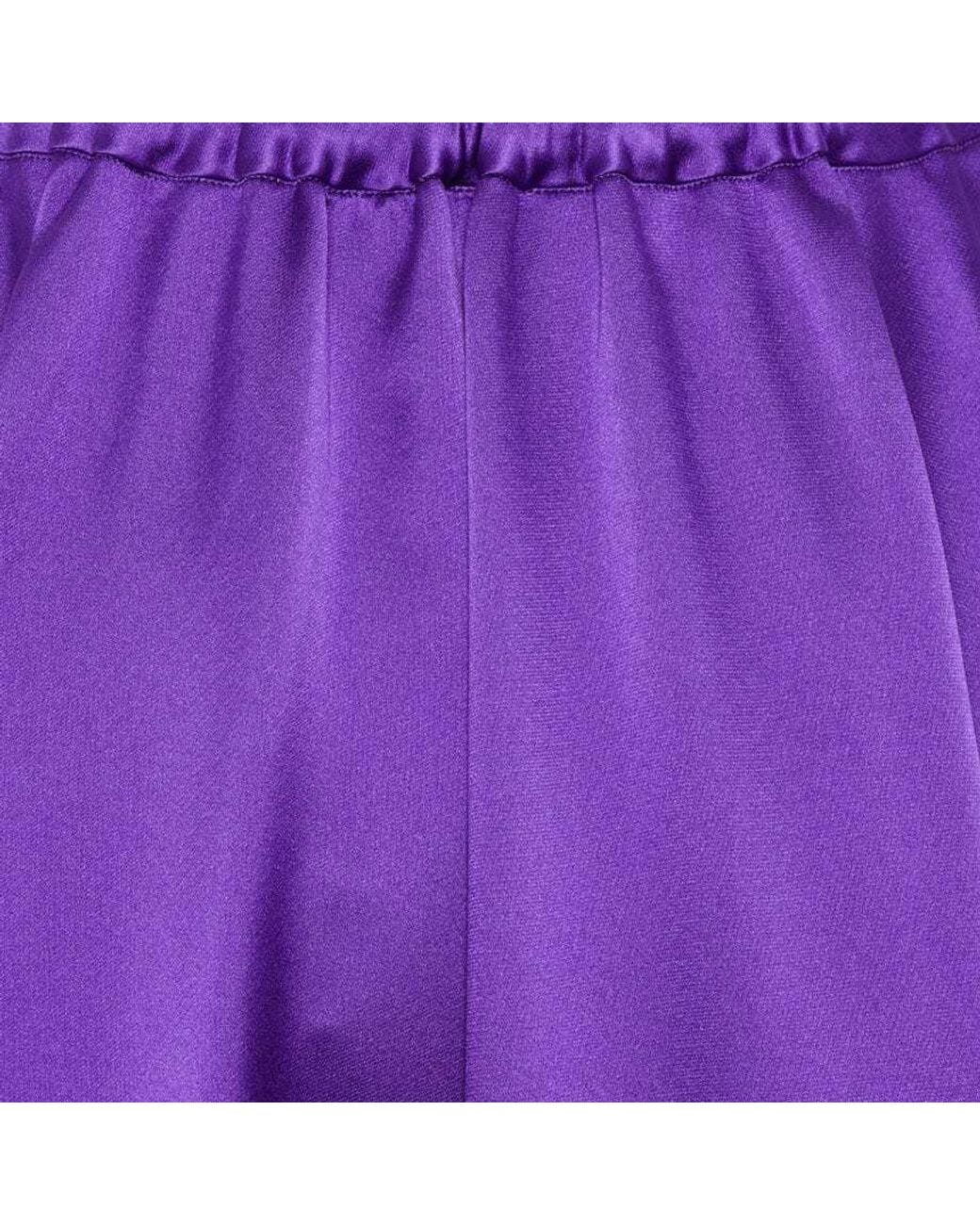 Valentino Purple Pleated A-Line Silk Skirt