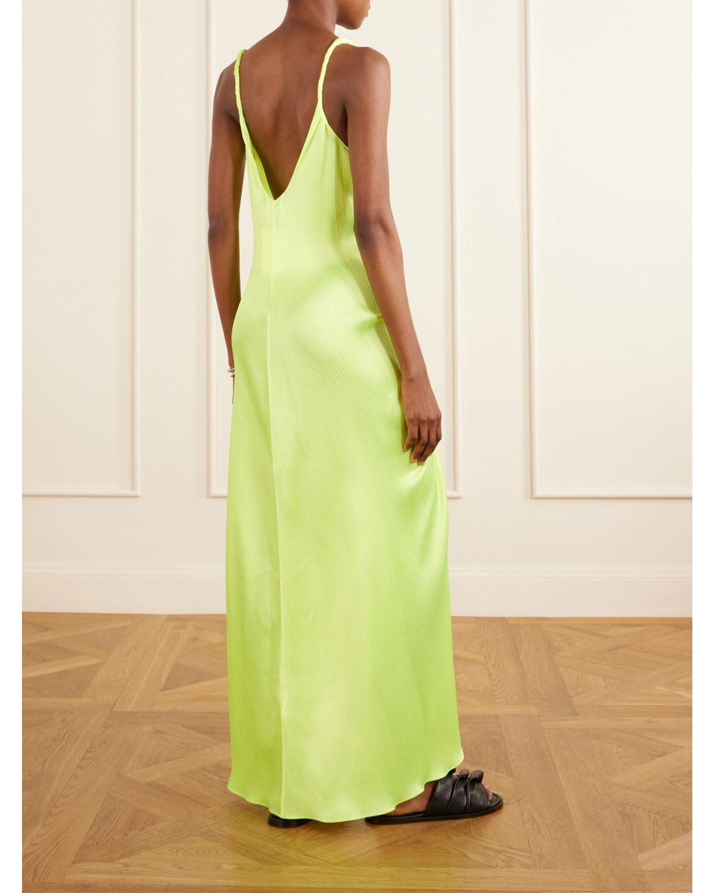 J.W. Anderson Green Knot-Detail Crinkle-Silk Maxi Dress