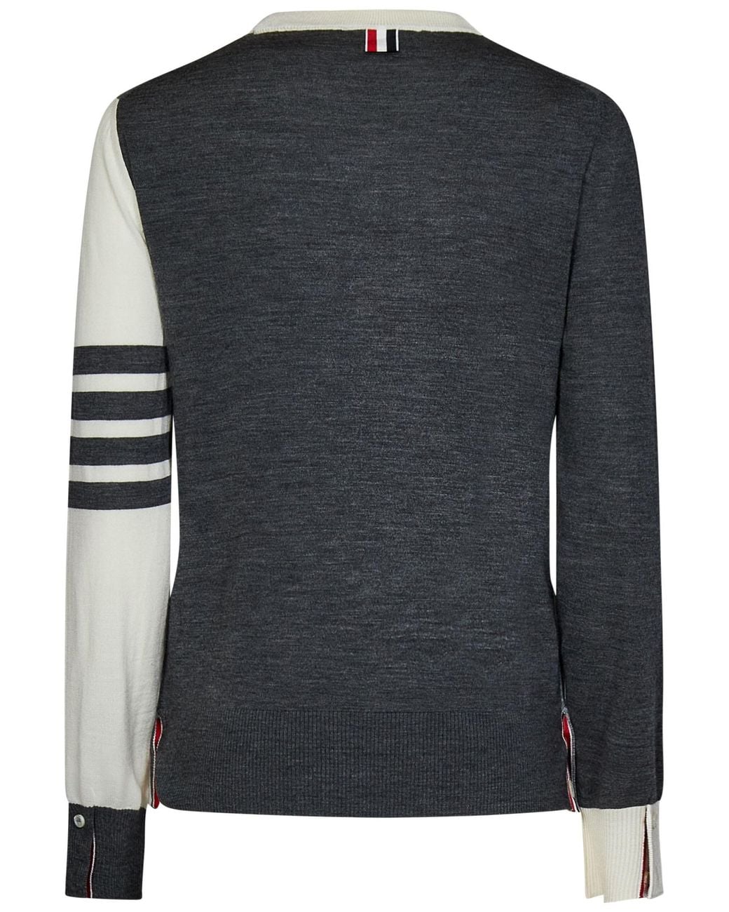 Thom Browne Gray Rwb Striped Knitted Crewneck Jumper