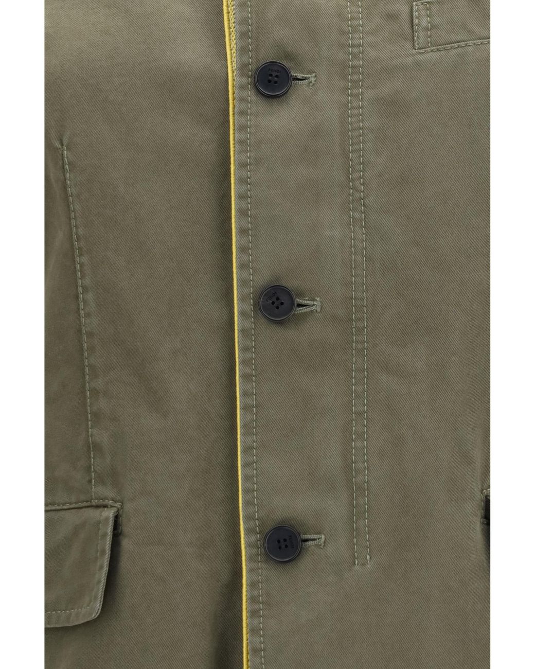 Fendi Green High-Neck Button-Up Jacket