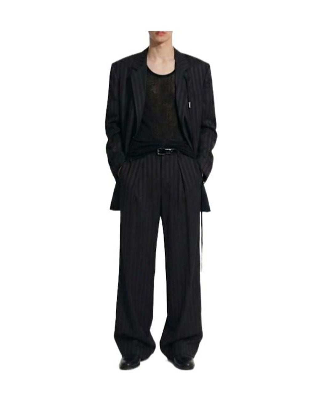 Ann Demeulemeester Black Botel Wide Leg Pleated Pants for men