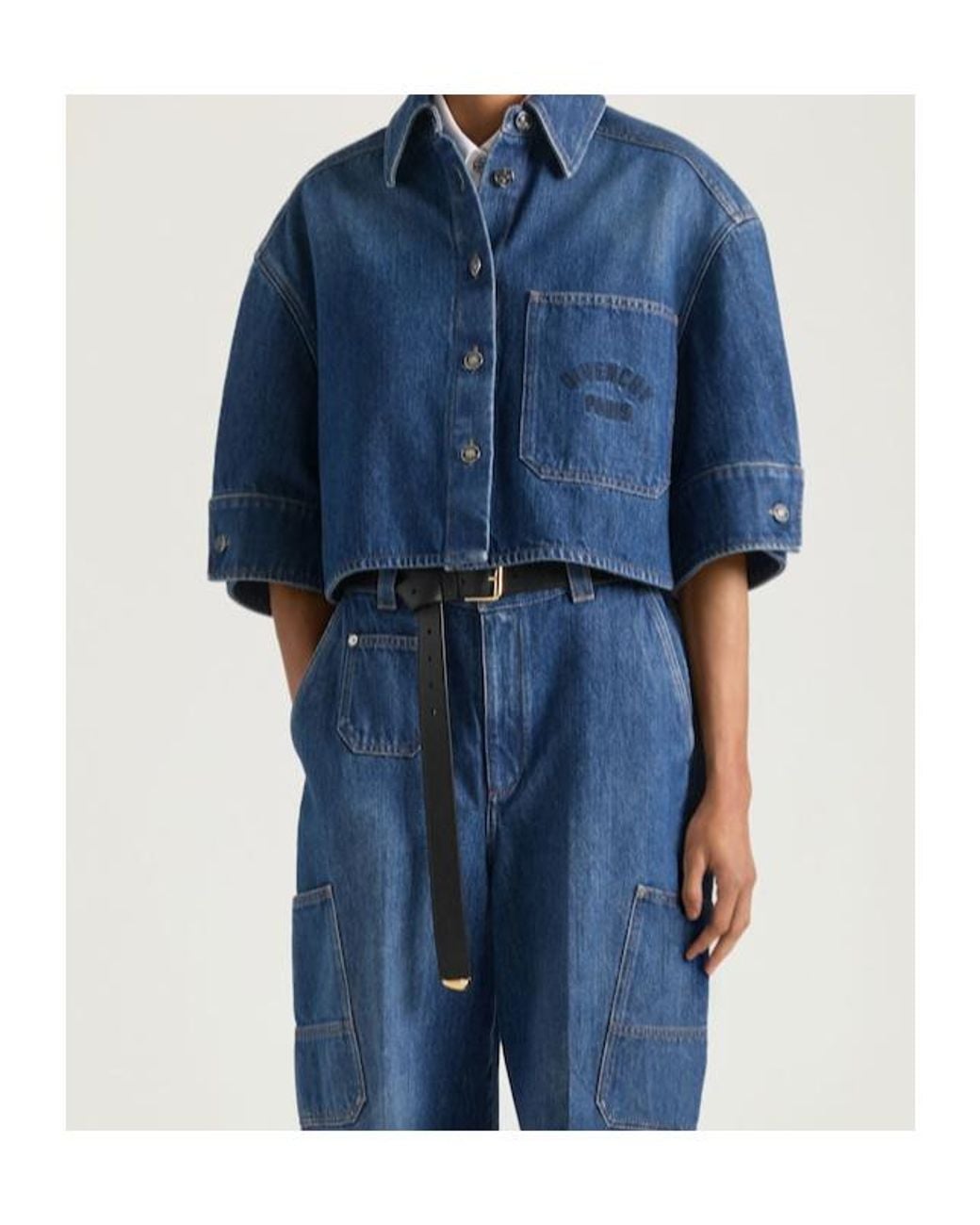 Givenchy Blue Cropped Cocoon Denim Shirt