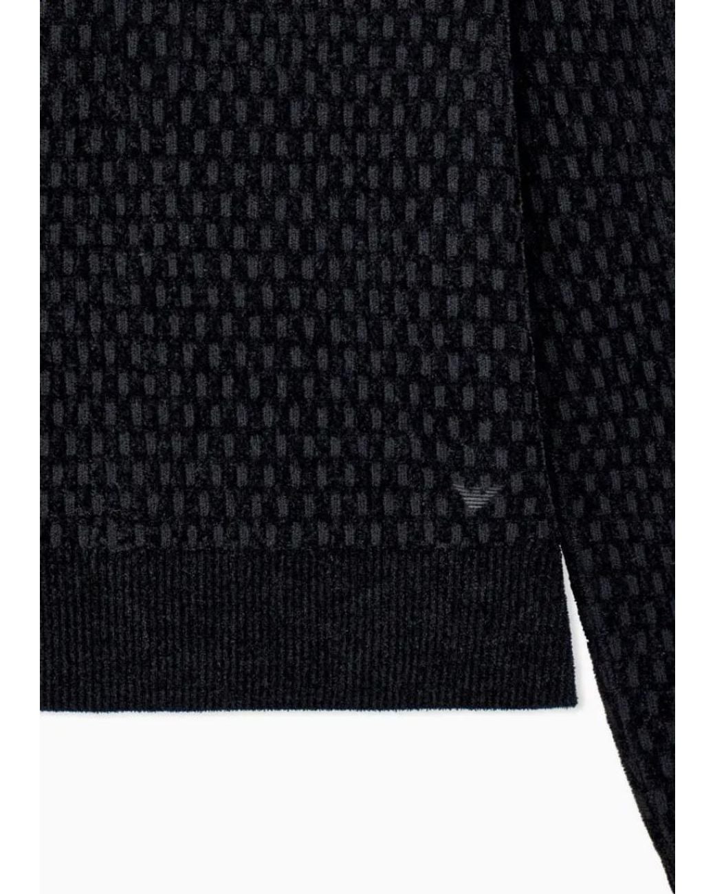 Emporio Armani Blue Button-Up Textured Sweater for men