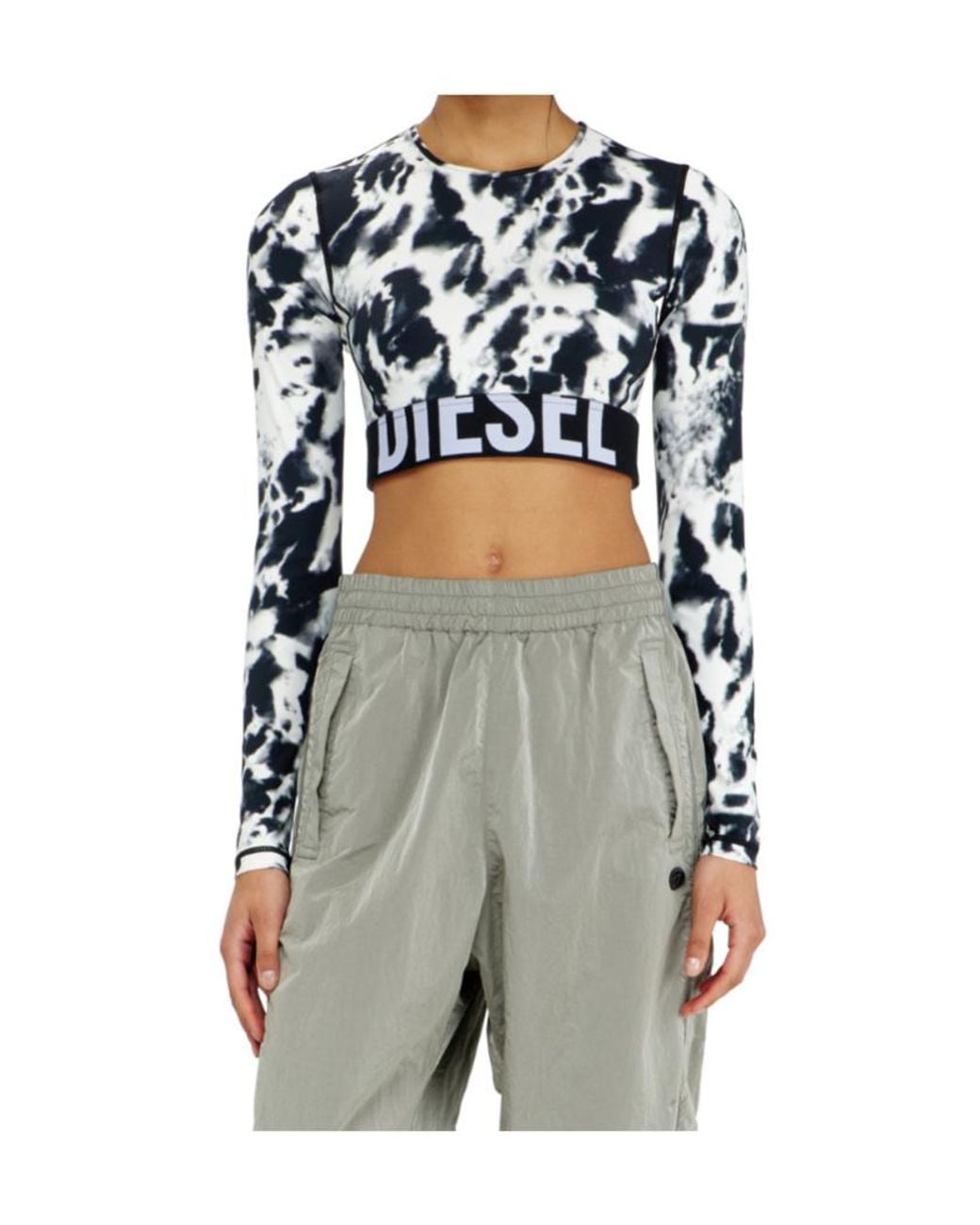 DIESEL Gray Melissa-D-Pop Logo Cropped Top