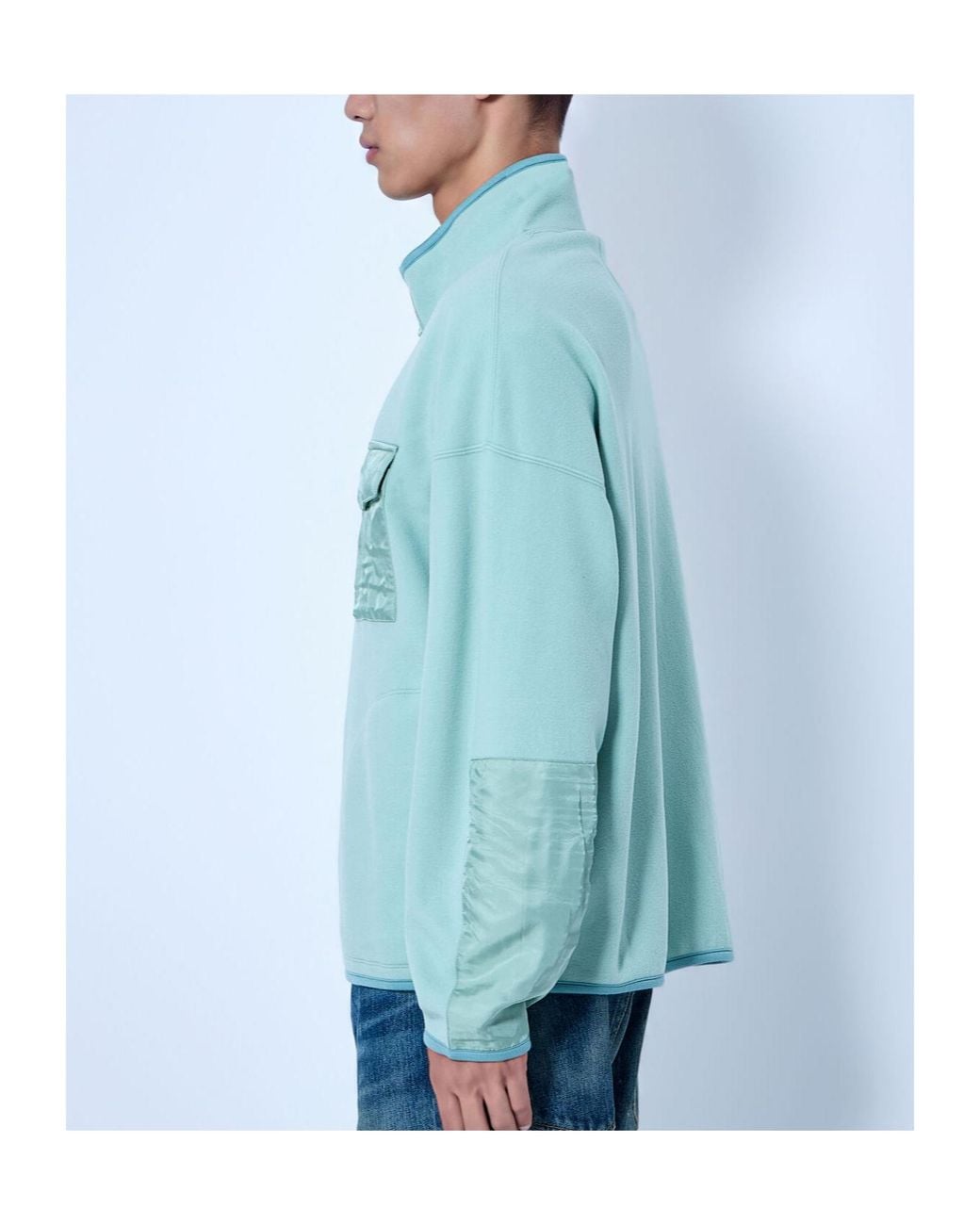 Visvim Blue Half-Zip Fleece Sweatshirt for men