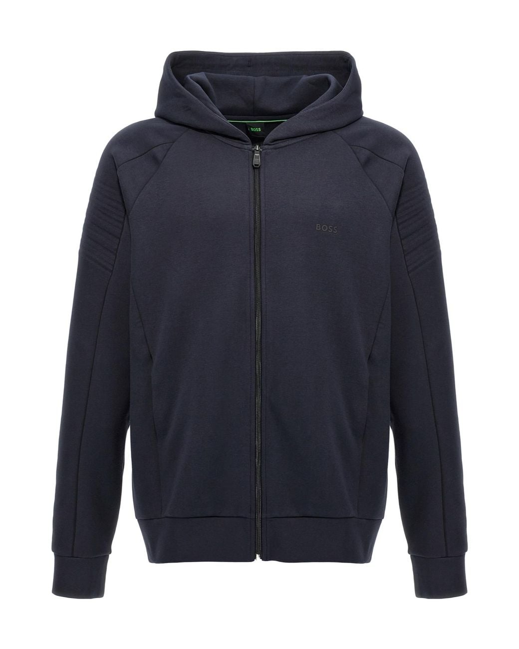 Boss Blue Boss Logo Detailed Zipped Hoodie for men