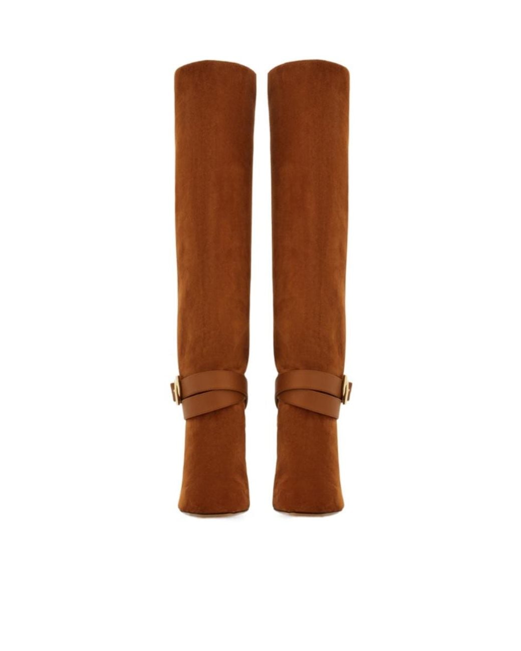 Ferragamo Brown Knee High Boot With Wedge Heel