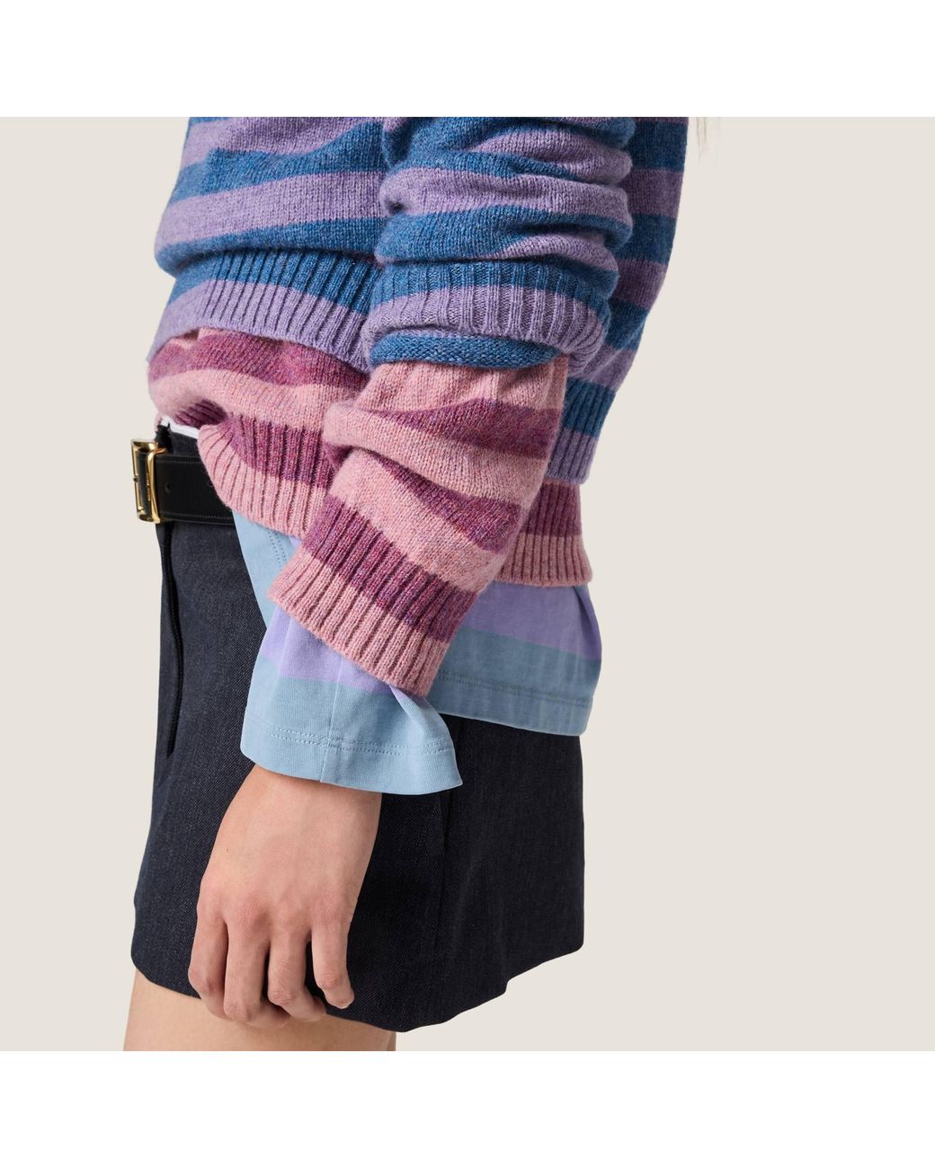 Miu Miu Blue Wool Crew-Neck Sweater