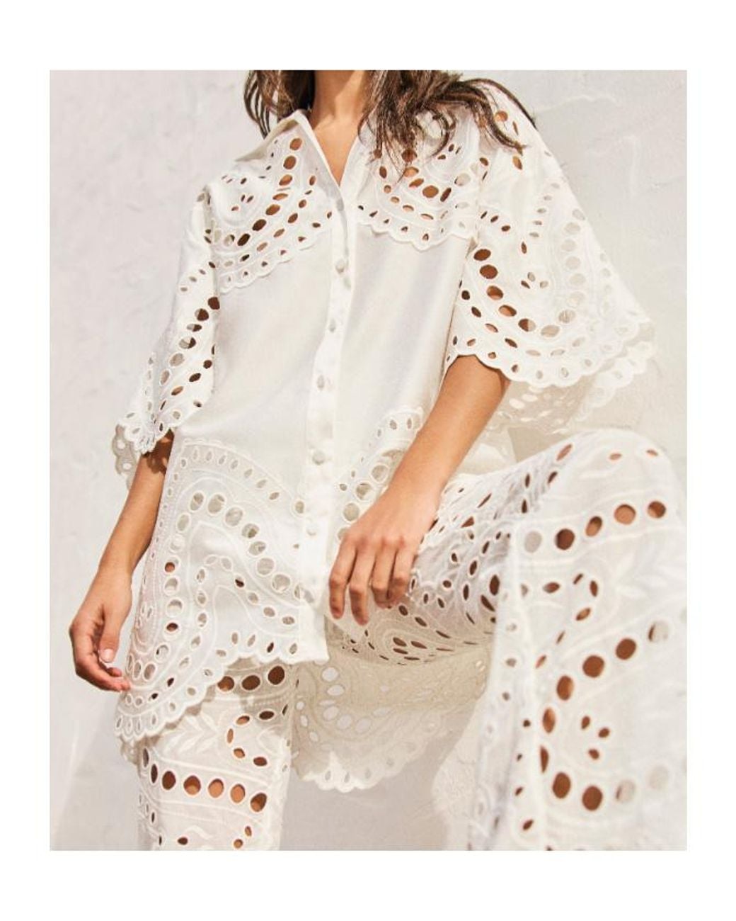 Charo Ruiz White Ibiza Tao Broderie Long Shirt