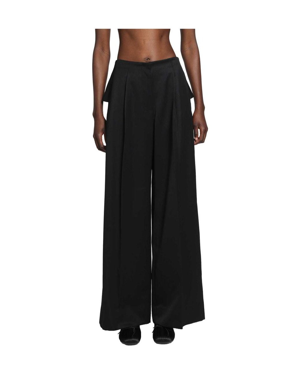 Simone Rocha Black Bow-Detail Wide-Leg Trousers