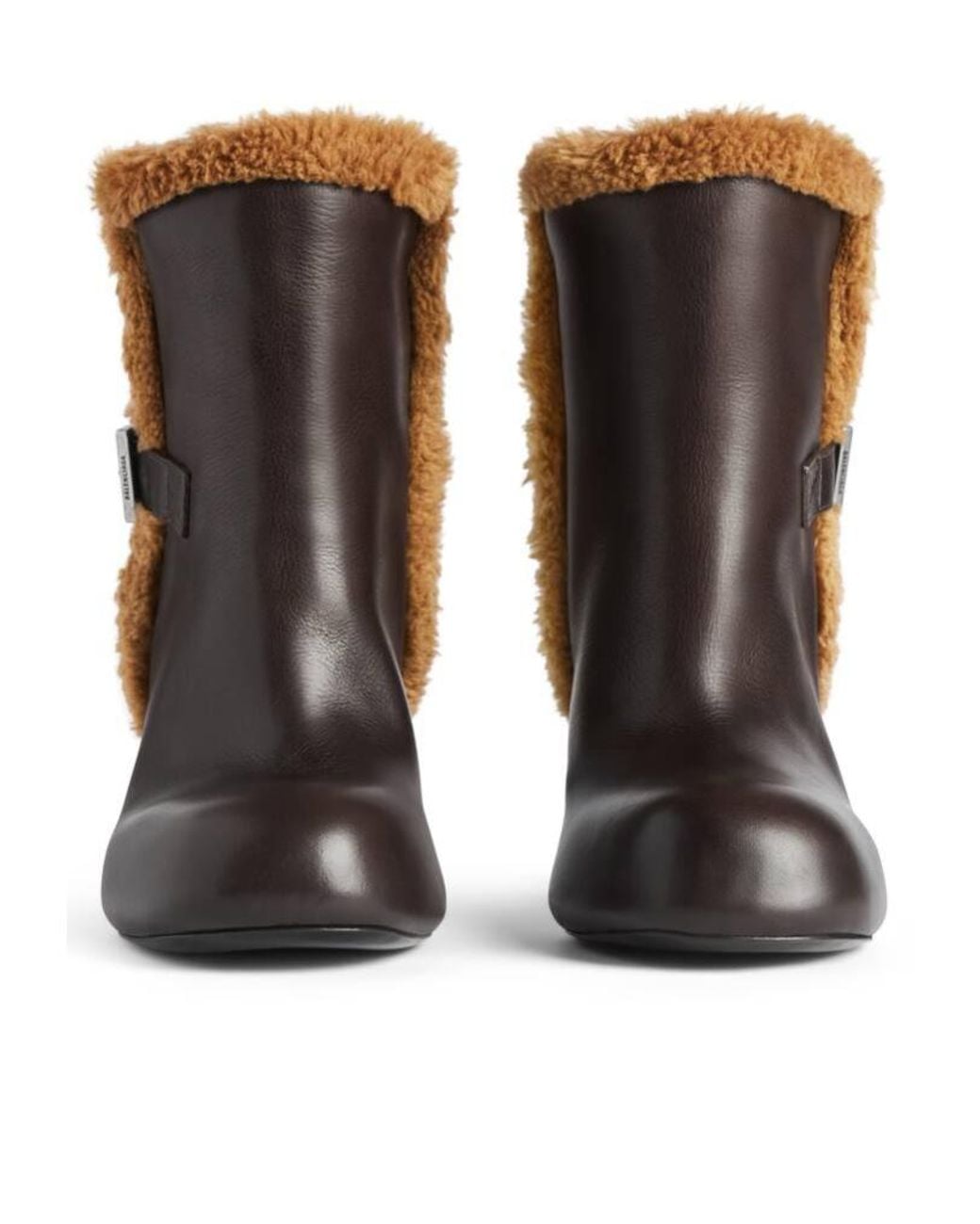 Balenciaga Brown Fargo Shearling Trim Ankle Boots