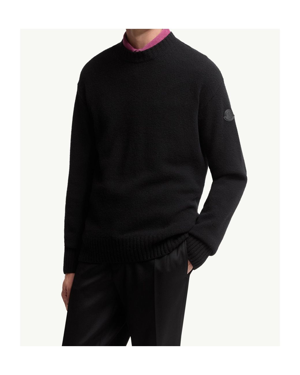 Moncler Black Wool Cashmere Blend Sweater for men