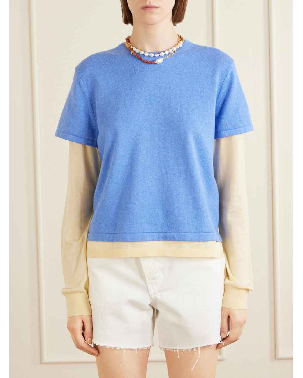 Guest In Residence Blue Lightweight Layered T-Shirt