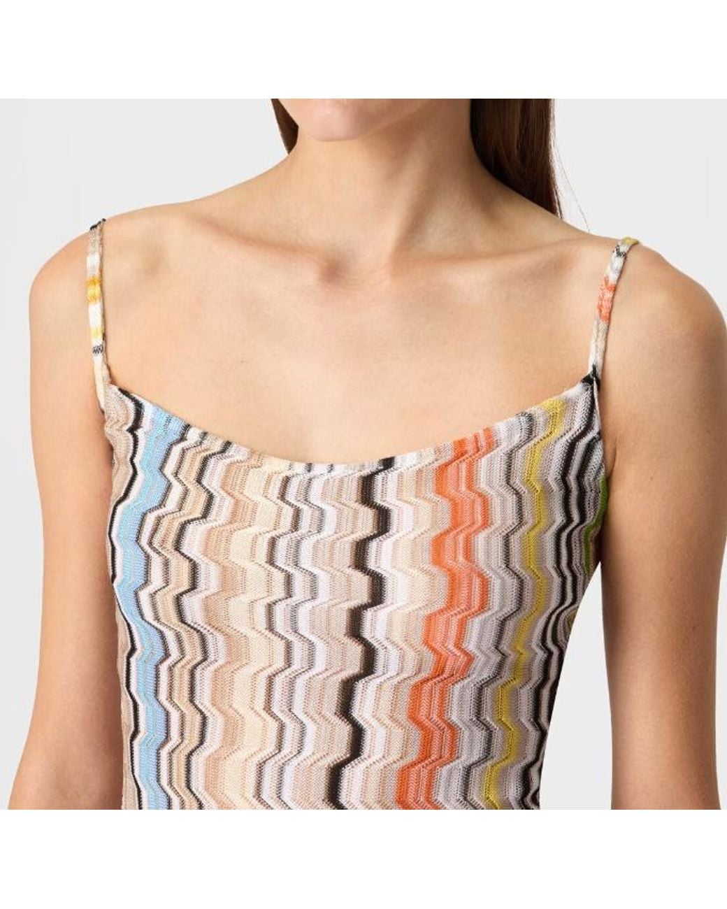 Missoni White Wavy-Pattern Tie-Back Mini Dress
