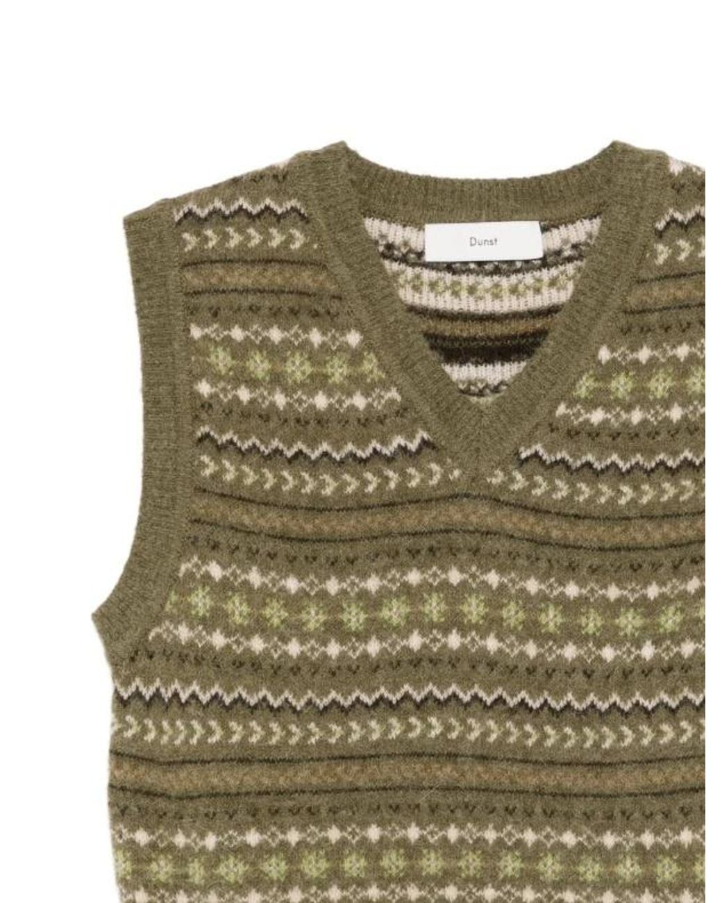 DUNST Green V-Neck Sleeveless Sweater