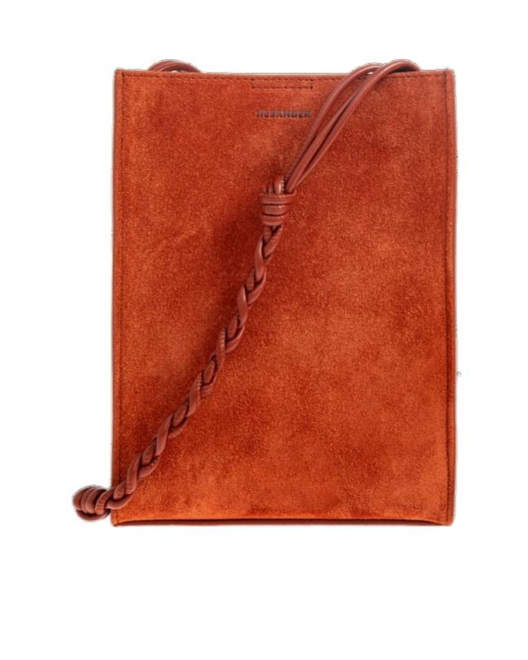 Jil Sander Orange Mini Tangle Braided-Strap Suede Shoulder Bag