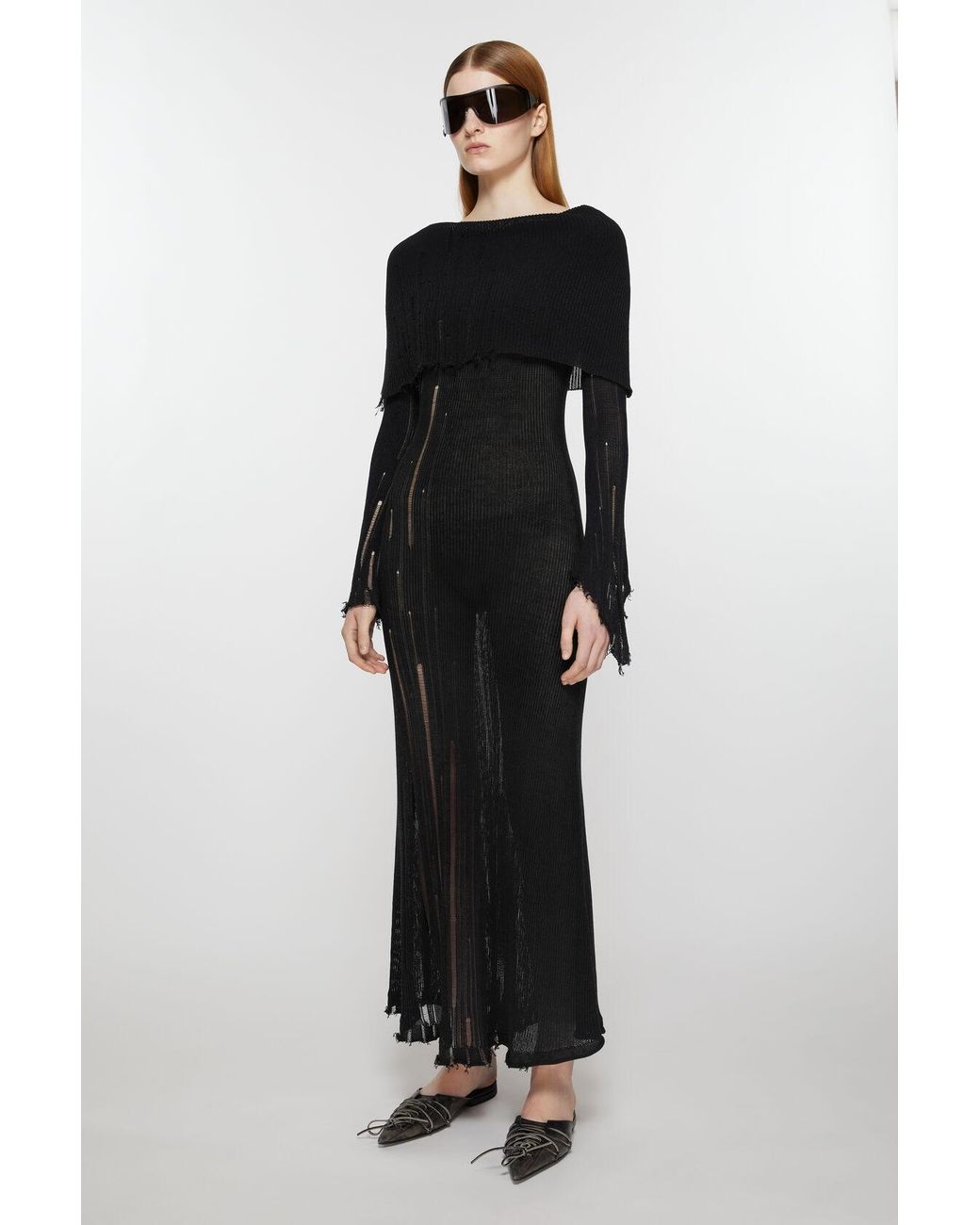 Acne Black Open-Knit Maxi Dress