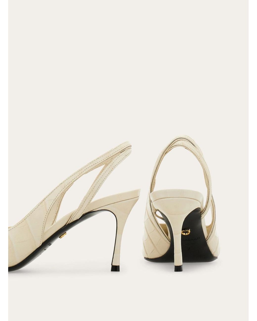 Ferragamo White Mid Heel Slingback
