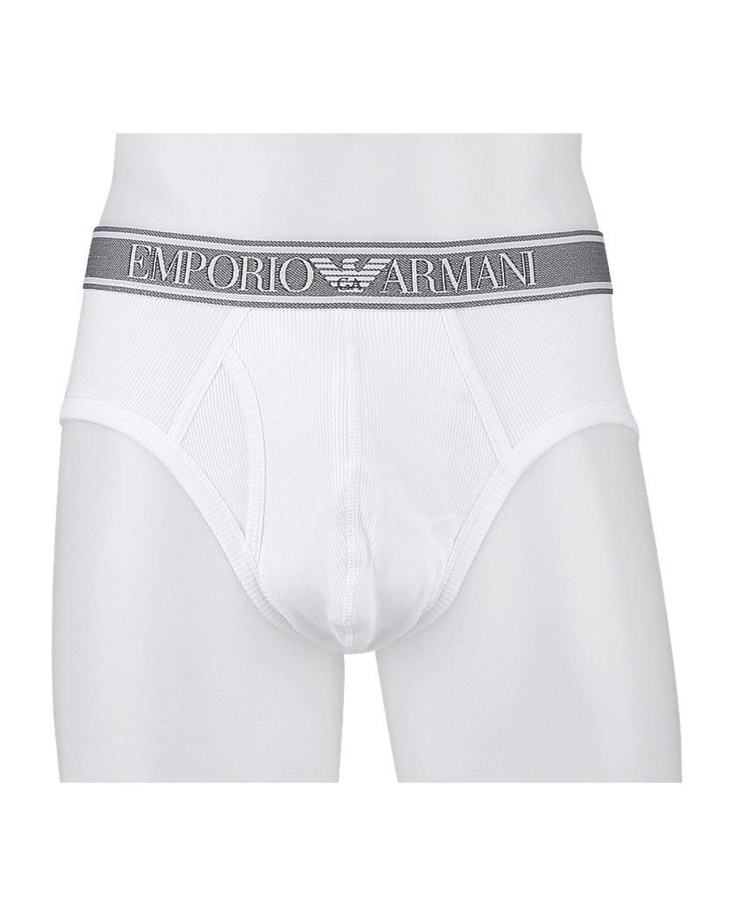 Emporio Armani White Loose Waist Briefs for men
