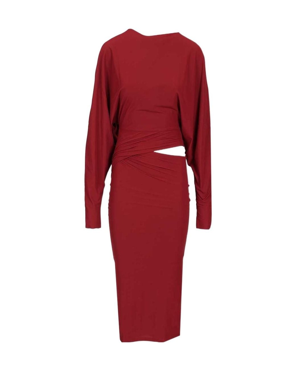 Amazuìn Red Karubu Batwing Midi Dress